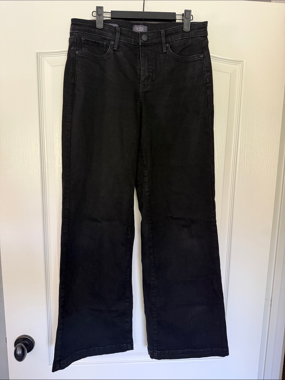 NYDJ Black Wide-Leg High-Rise Jeans